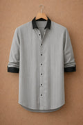 UpperQuest Grey Cotton Blend Shirt for Men | Slim Fit Casual & Party Wear