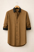 UpperQuest Brown Cotton Blend Shirt for Men | Slim Fit Casual & Party Wear👔