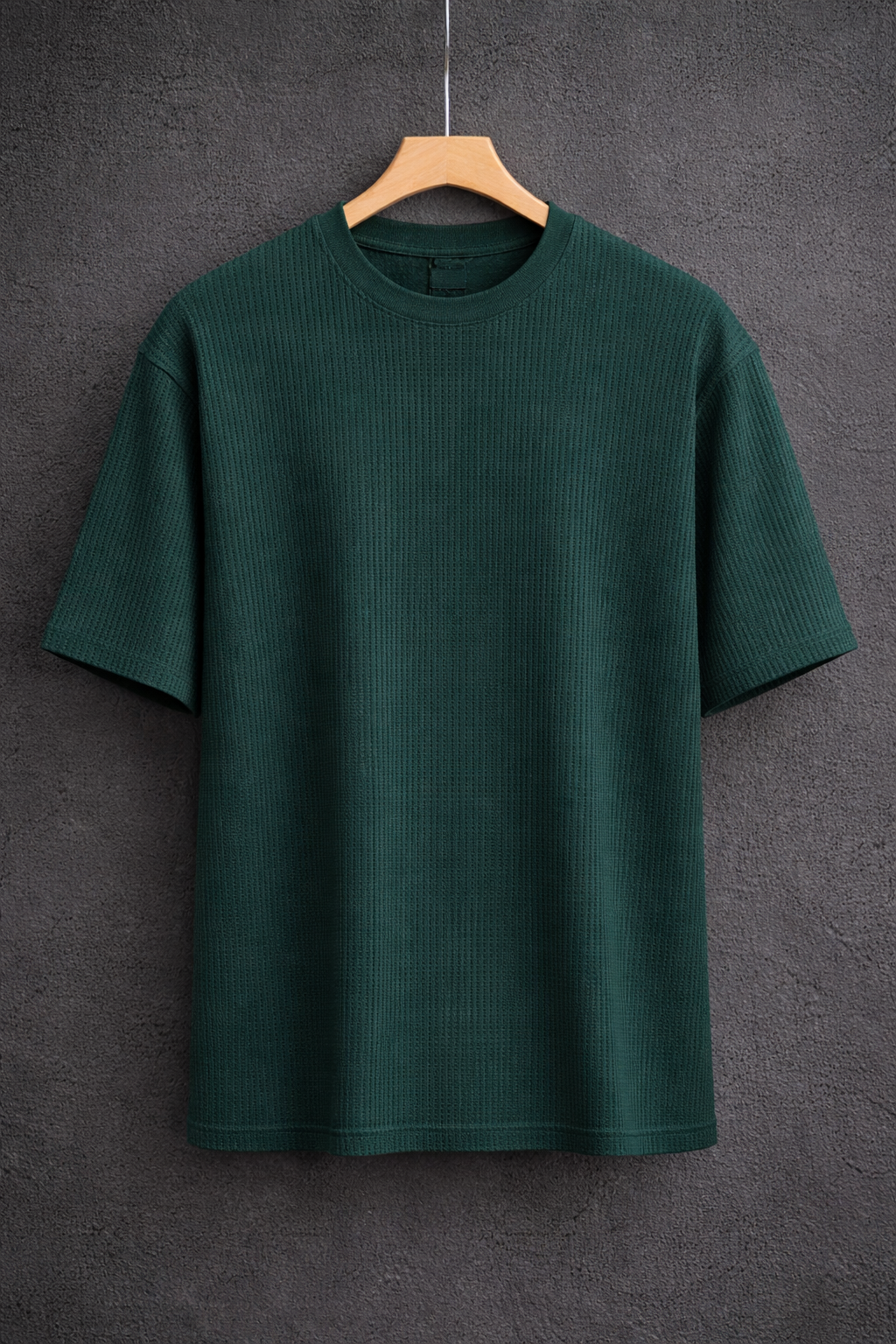 UpperQuest Dark Green Textured Oversized T-Shirt for Men | Premium Relaxed Fit Casual Streetwear T-shirt