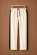 UpperQuest Cream & Black Track Pants  | Side Stripe Casual & Gym Wear for Men