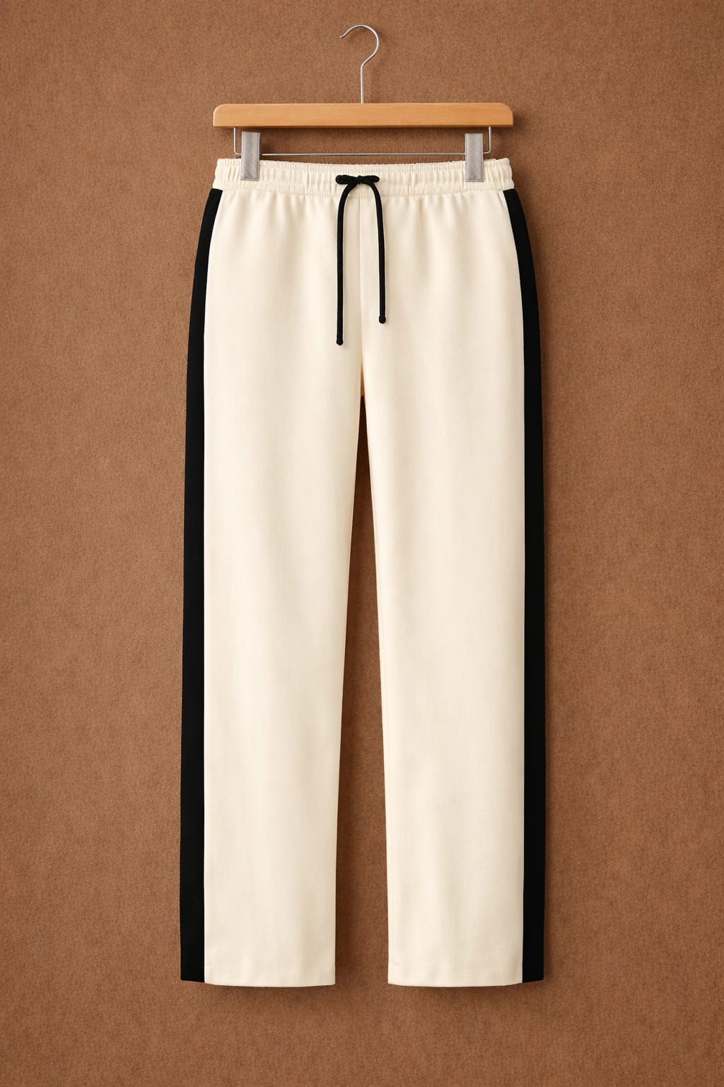 UpperQuest Cream & Black Track Pants  | Side Stripe Casual & Gym Wear for Men