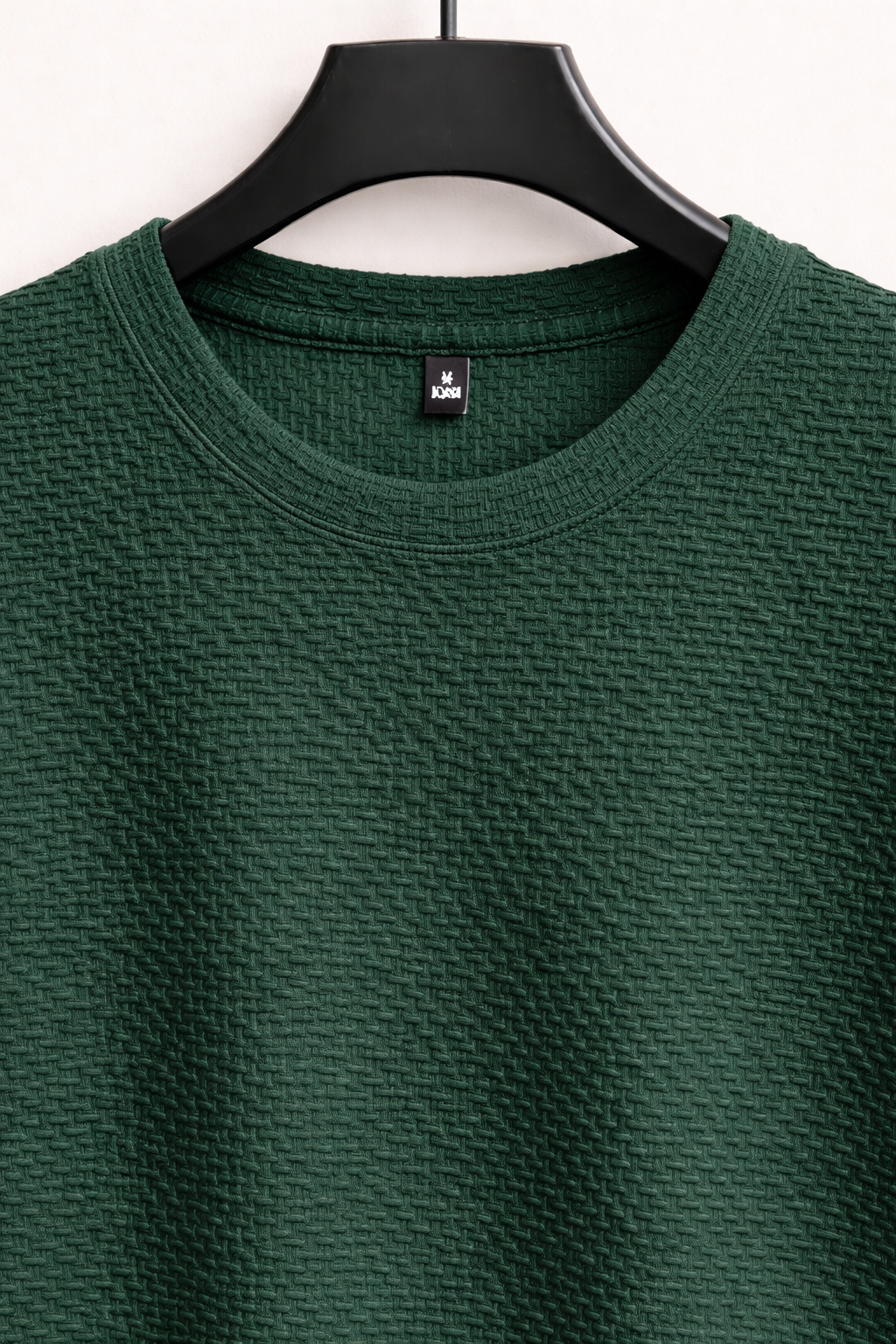 UpperQuest Dark Green Textured T-Shirt for Men | Premium Slim Fit Casual Half Sleeve Summer Tshirt