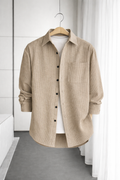 UpperQuest Beige Textured Casual Shirt for Men | Premium Cotton Blend Full Sleeve Shirt👔