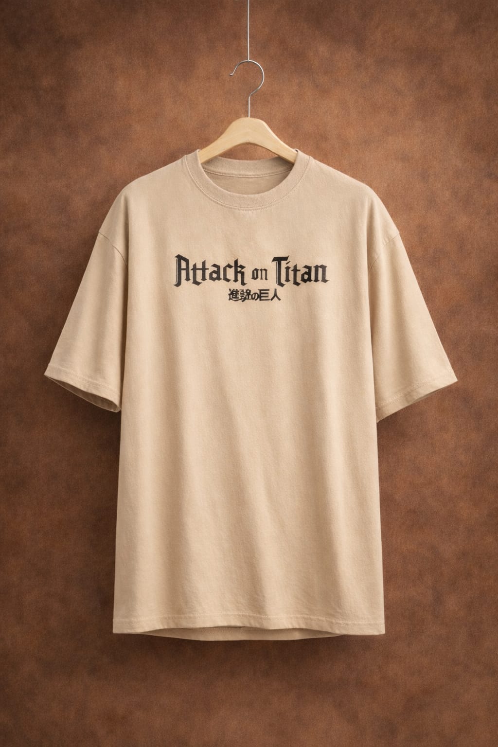 UpperQuest Beige Attack on Titan Anime Printed Oversized T-Shirt for Men | Cotton Casual Wear👕