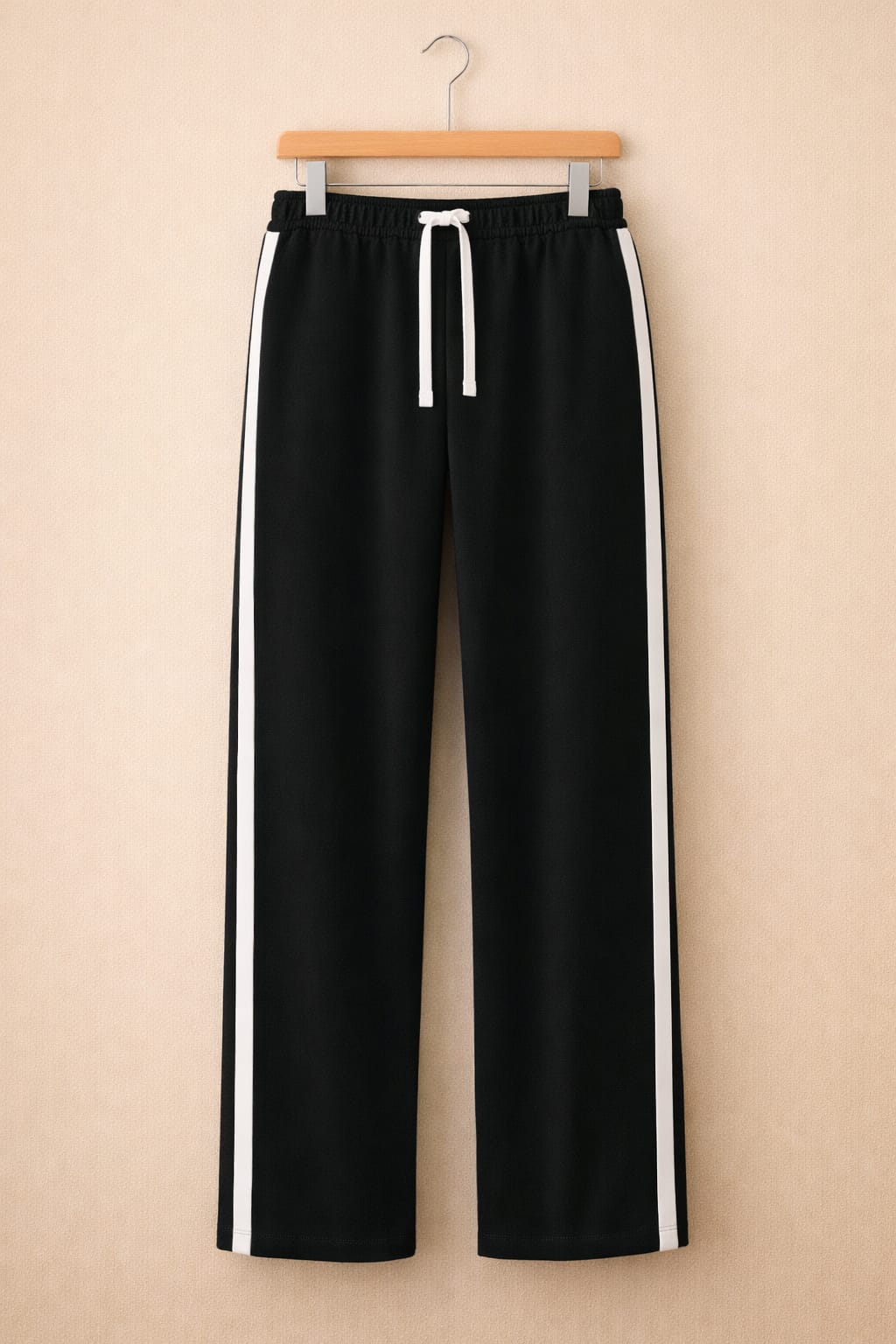 UpperQuest Cream & Black Track Pants  | Side Stripe Casual & Gym Wear for Men