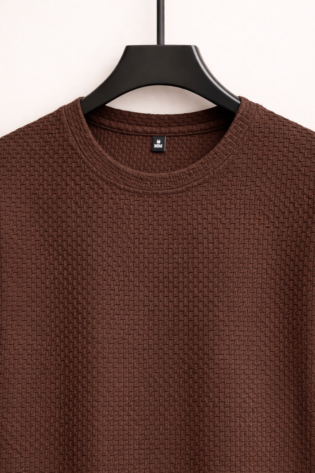 UpperQuest Brown Textured T-Shirt for Men | Premium Slim Fit Casual Half Sleeve Stylish Tshirt