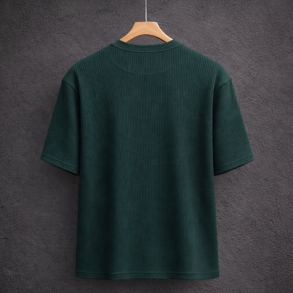UpperQuest Dark Green Textured Oversized T-Shirt for Men | Premium Relaxed Fit Casual Streetwear T-shirt