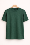 UpperQuest Dark Green Textured T-Shirt for Men | Premium Slim Fit Casual Half Sleeve Summer Tshirt